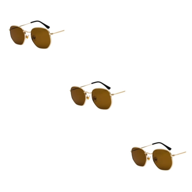 Redempat Fashionable Polarized Lens Small Frame Sun Glasses For Trendy Style gold tea flake C5 3Set