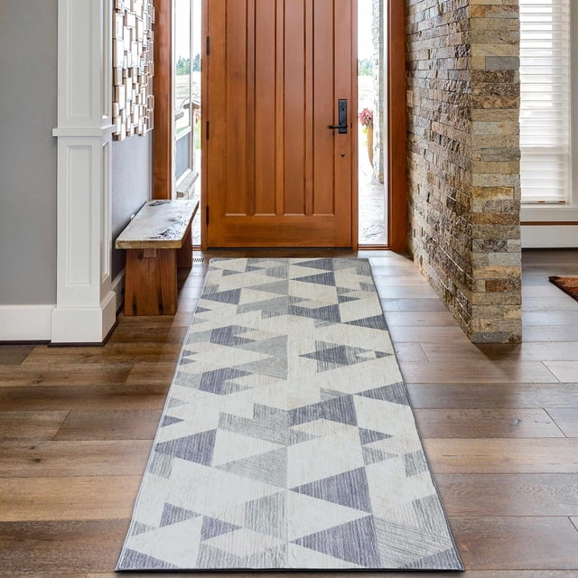 JV Home Runner Rug Arrow Grey 2'7" x 8' Hallway Soft Indoor Washable Rugs Anti Slip