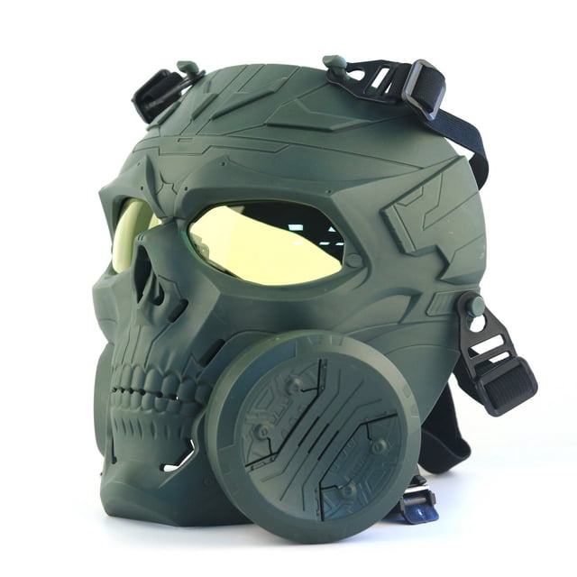 TopOne Tactical Gas Mask Full Face Single Fan Skull Covers Protective Mask for Outdoor Cs Game Masquerade Cosplay