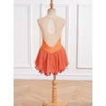 thumbnail image 3 of YONGHS Robe de Patinage Artistique Brillante pour Filles Enfants avec Strass Sans Manches en Mousseline Robe de Danse Ballet Orange 14, 3 of 7