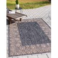 thumbnail image 1 of Unique Loom Collection Extérieure Tapis de Transition Intérieur et Extérieur Traditionnel Floral, 7 x 10 Pieds, Gris Anthracite / Beige, 1 of 1