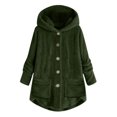 thumbnail image 3 of XZNGL Plus Size Tops for Women Plus Size Button Plush Tops Hooded Loose Cardigan Wool Coat Winter Jacket Womens Plus Size Tops Plus Size Womens Tops Plus Size Cardigans for Women, 3 of 4