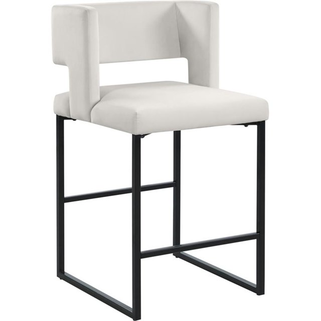 Meridian Furniture Caleb Cream Velvet Counter Stool (Set of 2)