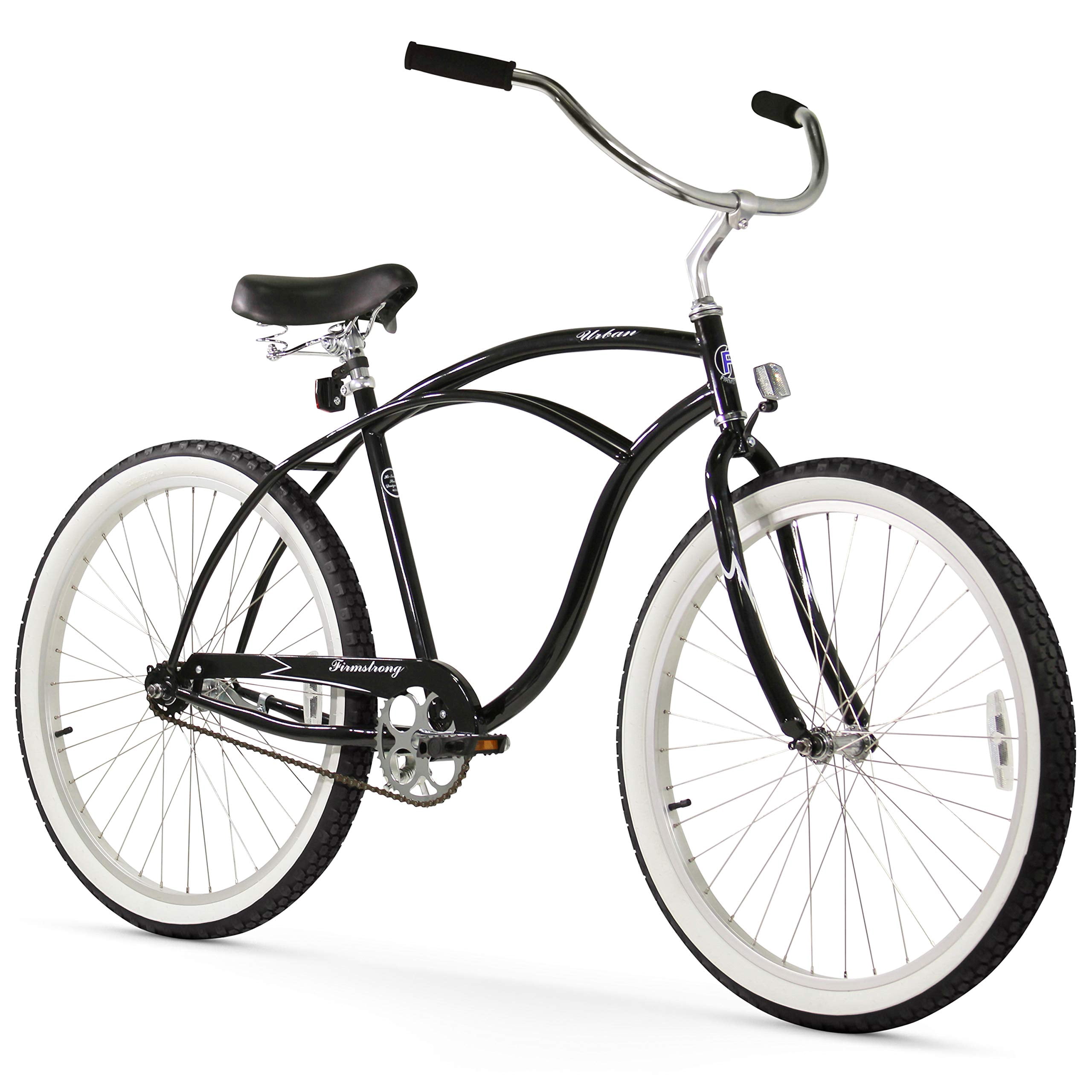 Firmstrong Urban Man Beach Cruiser Bike, Men's Single Speed Hybrid Bicycle, 26 Inch Wheels, Black