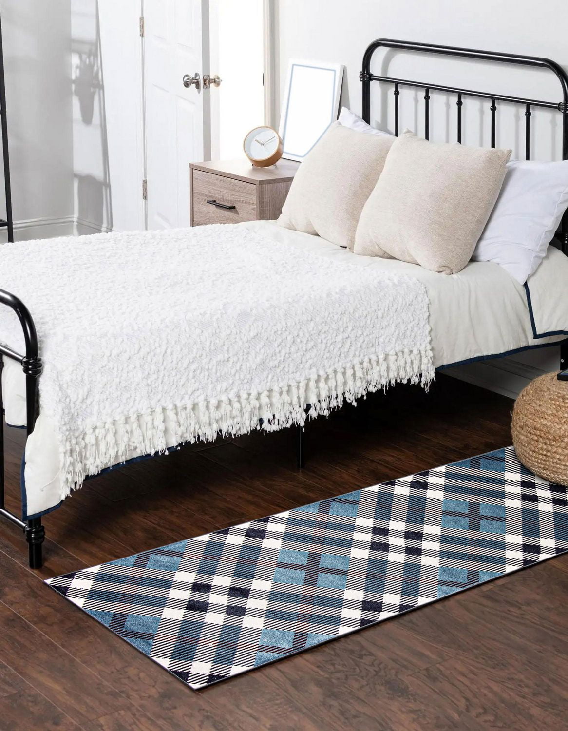 Tapis Lavable ECARPET à Carreaux pour Chambre, Salon, Chambre d'Enfant