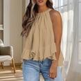 thumbnail image 4 of Weiqiqre Women's Clothing Adjustable Tie Neckline Ruffle Hem Sleeveless Flowy Halter Tops, 4 of 7