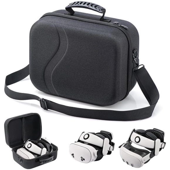 Large Carrying Case for Meta Quest 3S / Quest 3, Hard Travel Case Compatible with BOBOVR S3 Pro/KIWI Design Battery Head Strap, Quest Controller and Accessory, Portable Travel Bag Black