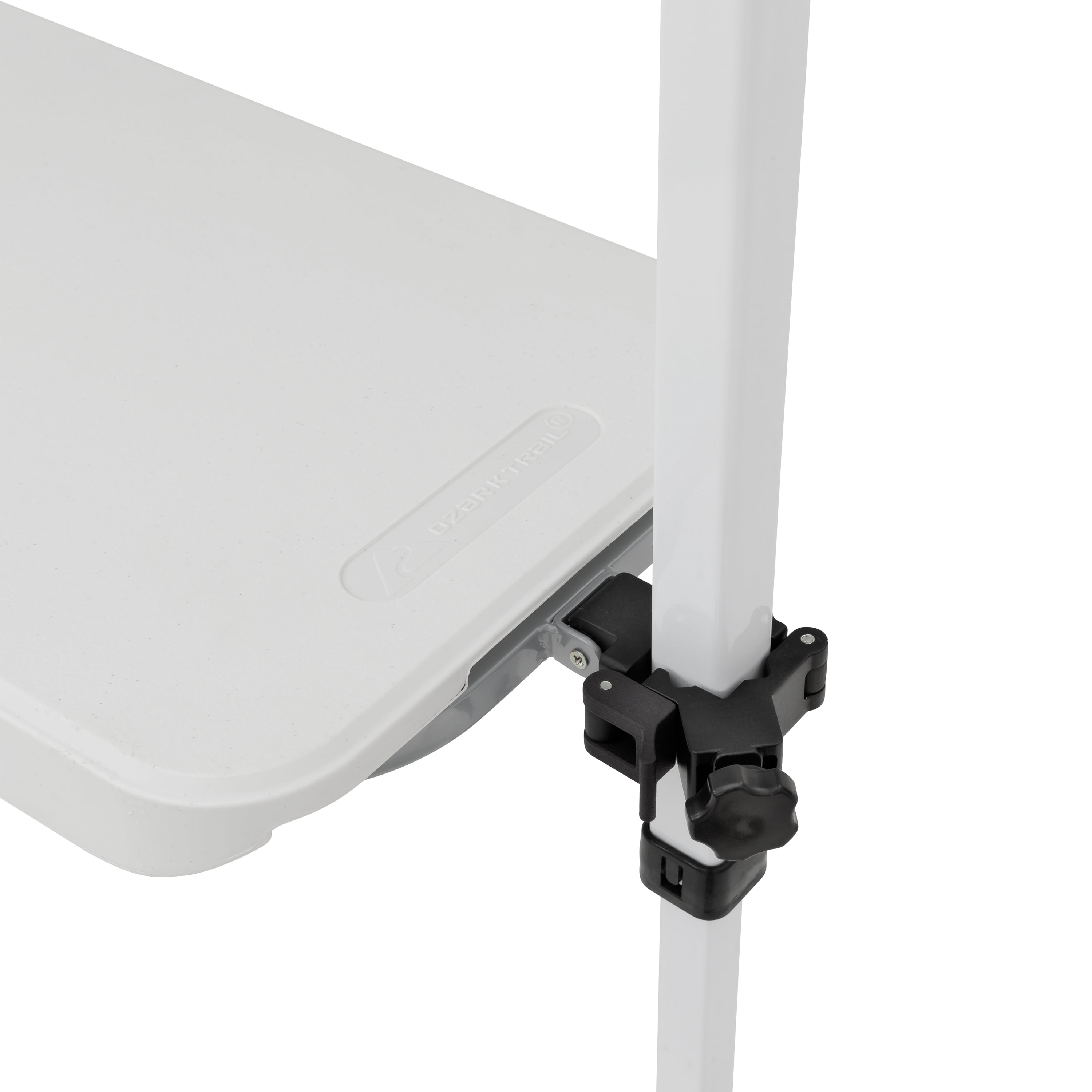 Table extensible de 8 pieds Ozark Trail, blanche, 92,5 po x 12 po x 39 po (H), table latérale pour auvent extérieure pour hayon avec décapsuleur, auvent non inclus