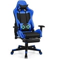 thumbnail image 1 of Costway Massage Gaming Chair Reclining Racing Office Computer Chair with Footrest Blue, 1 of 10