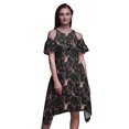thumbnail image 1 of Bimba Black Bird Print Flutter Sleeve Womens Party Tunic Cold Shoulder Midi Dress - XX-Large, 1 of 1