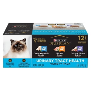 Purina Pro Plan Specialized Urinary Tract Health Variety Pack Poisson blanc d'océan, poulet, dinde, aliments pour chats mouillés 12 x 85 g
