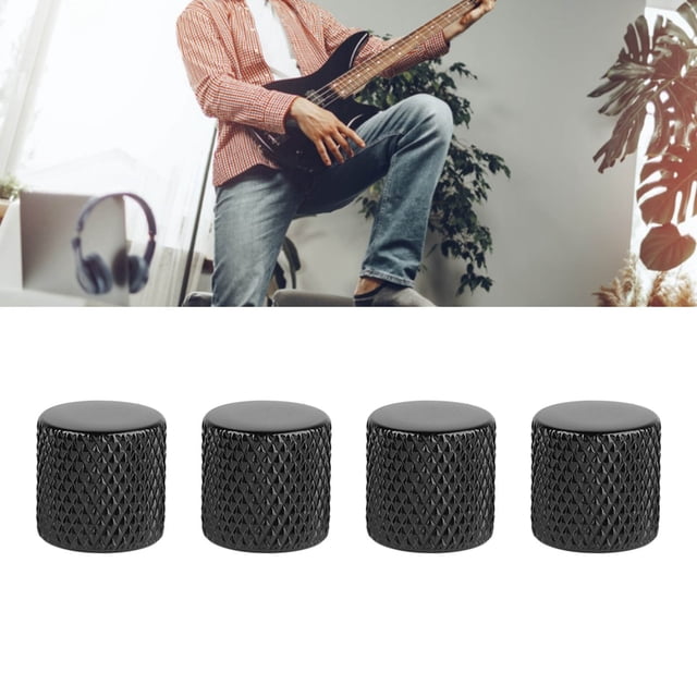 Boutons de Guitare Électrique, Bouton de Contrôle du Volume Durable Polyvalent 4 Pcs pour Basses Argent, Noir, Or