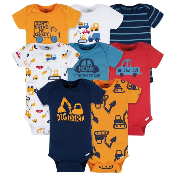 Onesies Marque Lot de 8 Bodys à Manches Courtes Mix & Match pour Bébé Garçon Camion 3-6 Mois