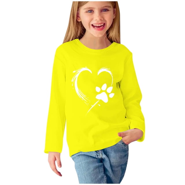 Birdeem Chemises à Manches Longues pour Filles Chemises à Manches Longues Imprimés Mignons Col Rond Hauts Blouses Décontractées Habillées Vêtements Chemises à Manches Longues pour Filles