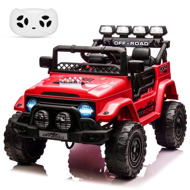 12V Electric Kids Ride On Car with Remote Control, Electric Truck with 5MPH Max Speed, Steering Wheel, Accelerator Pedal, Treaded Tires, Music and Story,Ride On Toy for Kids Ages 37-96 Months
