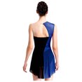 thumbnail image 3 of TiaoBug Womens Sparkly Rhinestones Dress Gymnastics Leotards Sleeveless Sheer Mesh Patchwork Skirted Leotard Blue M, 3 of 7