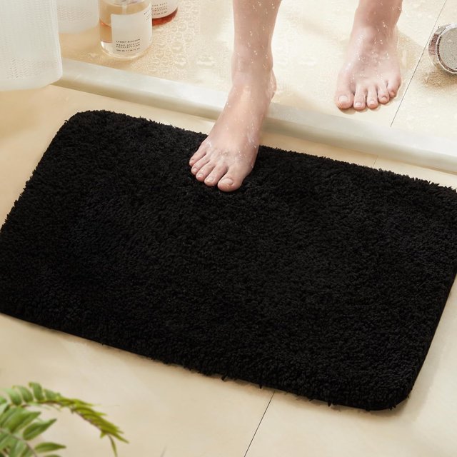TECHMILLY Super Soft Shaggy Bathroom Rugs, Absorbent Thick Non Slip Microfiber Bath Rugs, Quick Dry Machine Washable Bath Mat for Bathroom Floor, Bathtub and Shower 17"x24"