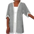 thumbnail image 1 of Timegard Womens Cardigan Plus Size Lace 1/2 Sleeve Open Front Tops Blouses Fall Lightweight Comfy Jacket, 1 of 5
