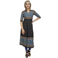 thumbnail image 1 of Bimba Tunique Noire de Designer pour Femme Imprimée, Kurti Ligne A, Kurta, Robe-22, 1 of 6