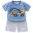 thumbnail image 1 of PMVFHDE Ensemble T-Shirt à Manches Courtes et Shorts Imprimé Dessin Animé pour Garçons, Col Rond Mignon avec Pantalon Assorti Tenue Décontractée pour Temps Chaud 2 Pcs Z25024D-Q, 4-5 Ans, 1 of 5