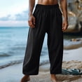 thumbnail image 2 of WRKEKC Casual Pants for Men Casual Pocket Drawstring Solid Color Elastic Waist Side Drawstring Cropped Pants for Daily Casual Outings Lounge Comfortable Wear, 2 of 4