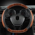 thumbnail image 1 of Brown D Shape Car Steering Wheel Cover Wood Grain Design Breathable Non Slip Steering Wheel Protector Universal Fit For Most Vehicles 14.96X14.96 Inch 1.08 Lb, 1 of 6