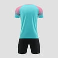 thumbnail image 4 of hengsof Ensemble de Maillot de Football à la Mode pour Enfants, Haut à Manches Courtes Col Ras du Cou, Short à Taille Élastique Tenue de Sport, Confortable Respirant Absorbant la Sueur Séchage Rapide Uniforme de Sport Deux Pièces, 4 of 4