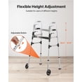 thumbnail image 4 of VEVOR Folding Walker, 2-Button Foldable Walker with 5" Wheels & 8-Level Adjustable Height, 350LBS Loading Lightweight Aluminum Mobility Walking Aid, Front-Wheeled Rolling Walkers for Seniors Adults, 4 of 9