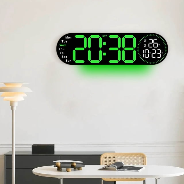 Chmadoxn Alarm Clock 17.3-inch Living Room Wall Clock With Multifunctional LED Electronic Clock Large Size Alarm Clock Temperature And Humidity Clock alarm clock