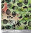thumbnail image 1 of Soimoi Rayon Fabric Direction Compass & Seashell Ocean Printed Fabric 1 Yard 42 Inch Wide, 1 of 3
