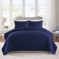 thumbnail image 3 of JML 3 Pieces Queen Quilt Set, Soft Lightweight Microfiber Bedspread,1 Quilt 2 Shams, Navy, 3 of 6