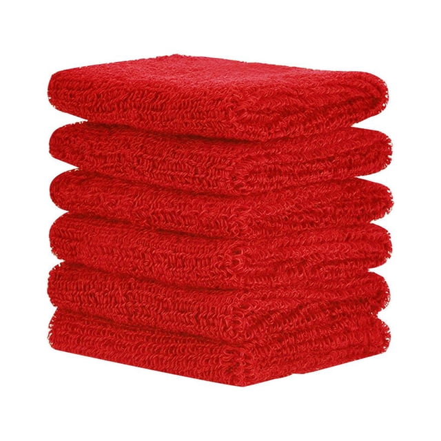 6 Pcs Wrist Braces Protège-Poignets Anti-Transpiration Hommes Femmes Double Couche Antidérapant Lavable Ajustable Soutien Sport Basketball Protecteur Rouge