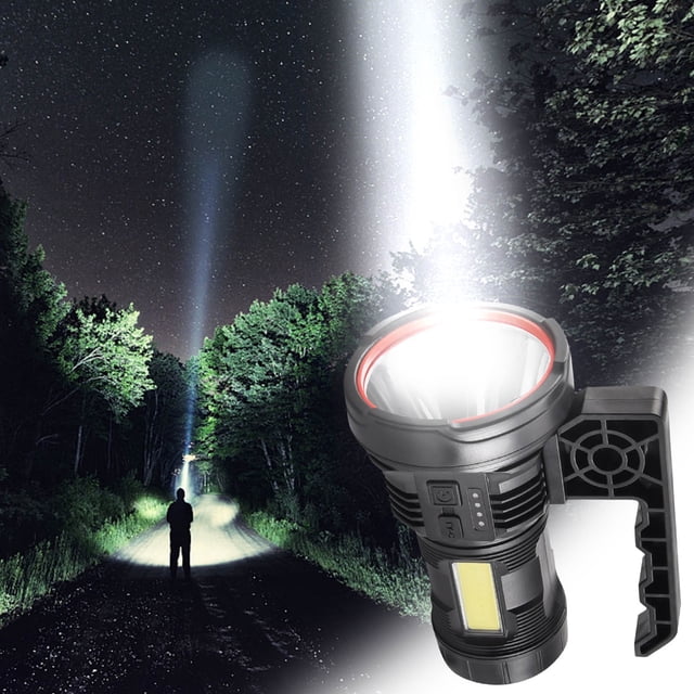 Led Flashlight High Lumen Rechargeable | Side Light Multifunctional Bright | Usb Fast Charging Portable | Waterproof Outdoor Emergency Light for Camping, Home, Hiking, Power Outages