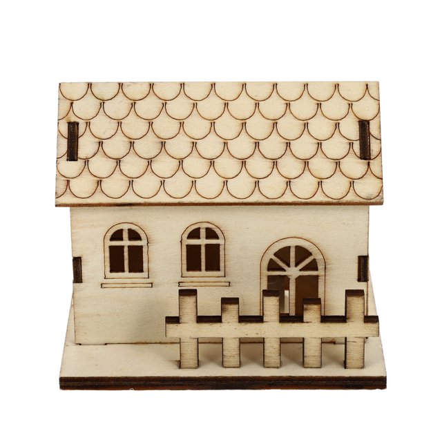 1Pc Christmas Mini Luminous House Mini Landscape Decor Micro Wooden House Decor