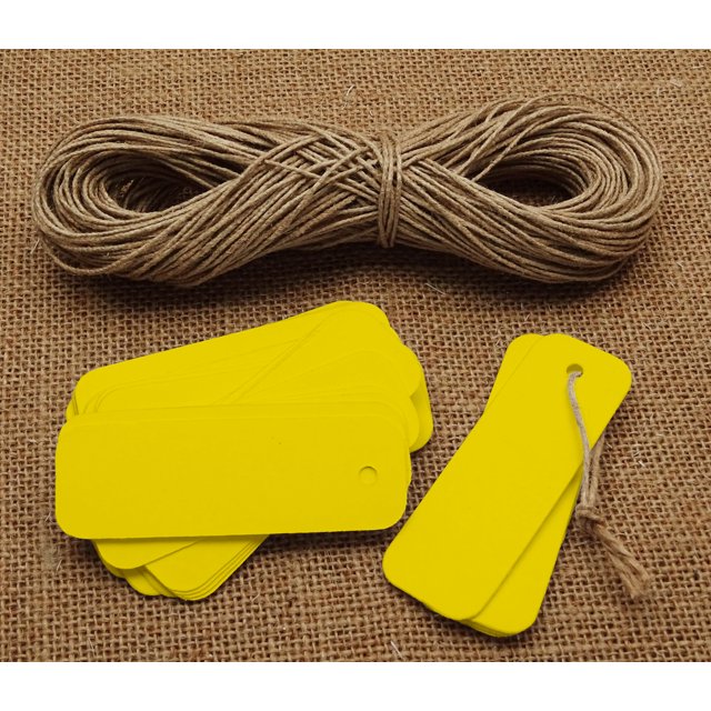 100 Pcs Rectangular Shape Blank Tags Bonbonniere Wedding Favor Hang Tag with Free Natural Jute Twine - Colours Available