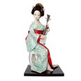 thumbnail image 3 of 12" Japanese Geisha Collectible Figurine Lady Statuette for Home Table Shelf Red and Light Green, 3 of 8