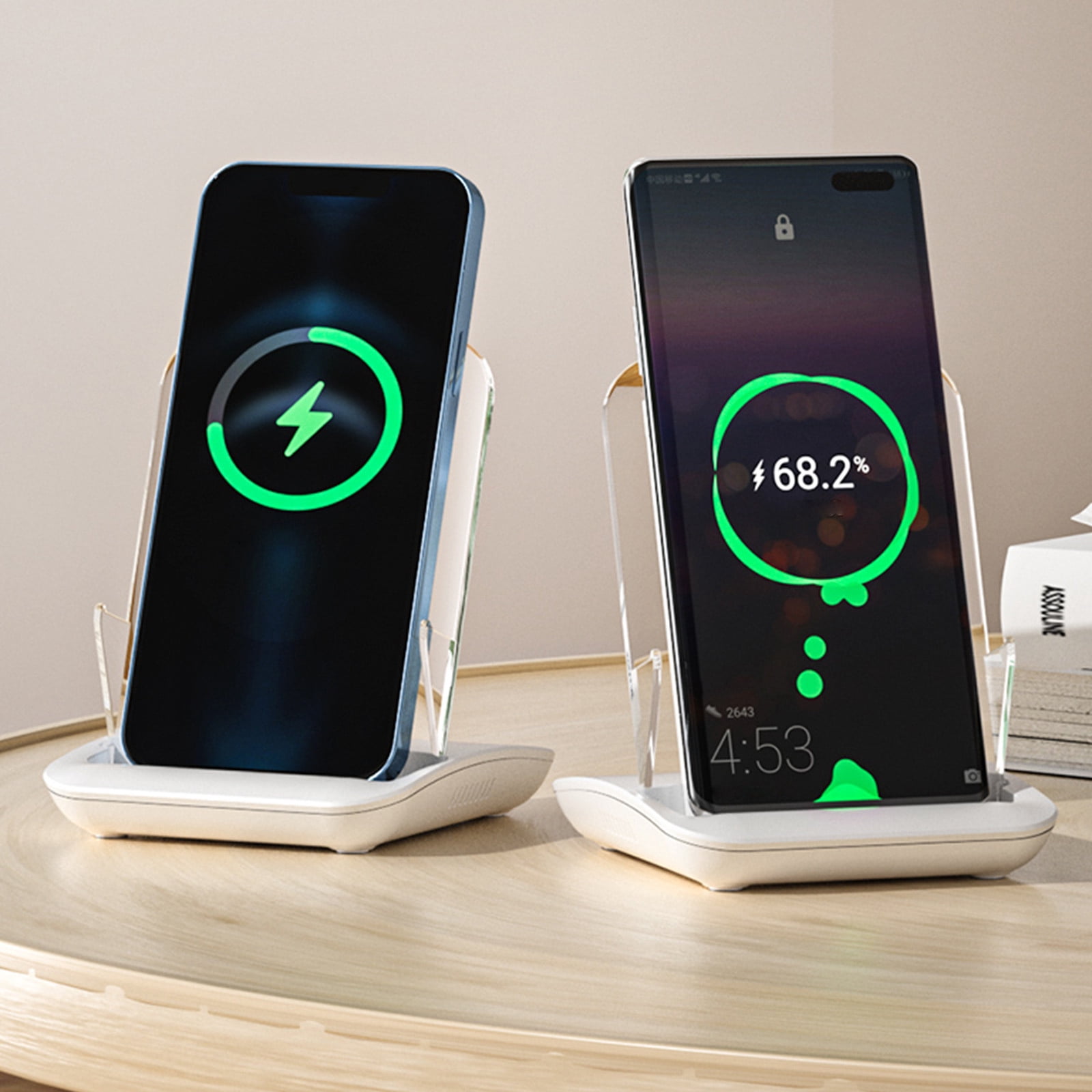 Birdeem Wireless Phone Charger, I Phone Charger, Wireless Charger 15 W Magnetic 65 W Flash Charging Crystal Illuminated Vertical Desktop Mobile Phone Amplification, Magnetic Phone Charger