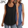 thumbnail image 2 of Plebaso Débardeurs 2025 pour Femmes, Lot de 2, Col Rond, Sans Manches, Chandails Décontractés Amples d'Été, Tuniques Basiques, 2 of 7