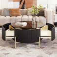 thumbnail image 3 of Noble House 31.5'' Accent Round Coffee Table,2 large Drawers Storage,Black, 3 of 9