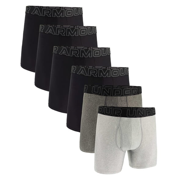 UNDER ARMOUR men's boxer shorts, 6-pack - Performance Tech Boxer Briefs Solid 6 in, stretch, solid color Black/black/grey 5XL (XXXXX-Large)