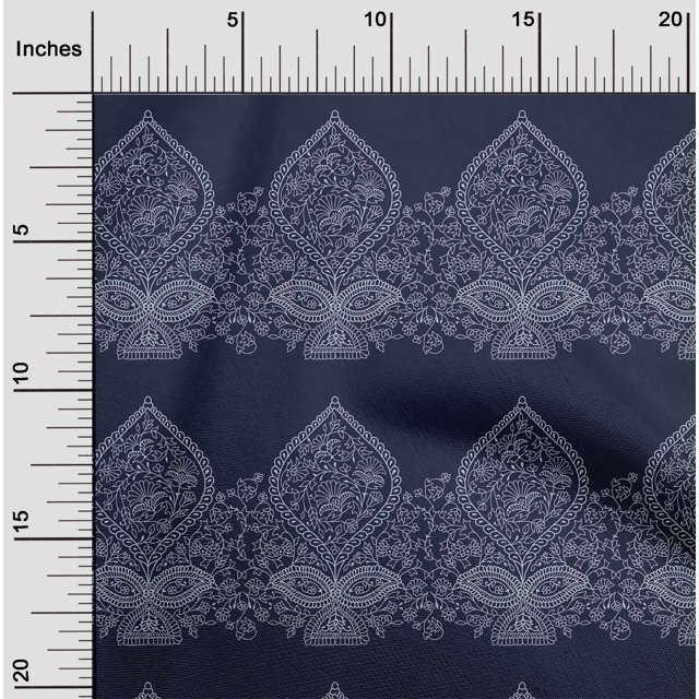 oneOone Georgette Viscose Fabric Leaves & Floral Block Print Sewing Fabric BTY 42 Inch Wide