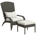 thumbnail image 1 of Outsunny Chaise Adirondack en Osier avec Ottoman Chaise pour Foyer avec Coussin Blanc, 1 of 10