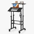 thumbnail image 1 of Giantex Bureau Debout Mobile, Bureau Réglable en Hauteur Assis-Debout, Bureau Portable pour Ordinateur Portable, Poste de Travail Informatique à 2 Niveaux pour Bureau à Domicile, Noir, 1 of 9