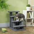 thumbnail image 2 of PawHut Cat Stairs Scratch Post, 4-Step Carpeted, Grey, 2 of 10