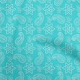 thumbnail image 1 of oneOone Polyester Spandex Aqua Blue Fabric Floral Sewing Craft Projects Fabric Prints By Yard 56 Inch Wide, 1 of 4