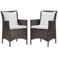 thumbnail image 1 of Modway Conduit 17" Rattan Patio Dining Armchair in Brown/White (Set of 2), 1 of 3
