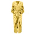 thumbnail image 4 of Pompotops Robe d'Été Décontractée Aguichant pour Femme à Manches Longues, Unie, avec Fente à Boutons, en Solde, 4 of 4