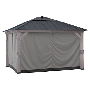 Sunjoy Curtain for gazebo Outdoor Use Rainproof Curtain Set for 11 x 13 ft Gazebo , Four-Side Privacy Side Wall Curtain Panels for Patio, Grey