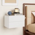 thumbnail image 2 of Costway Modern Floating Nightstand, Wall Mounted Bedside Table with 2 Storage Drawers White, 2 of 10