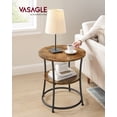 thumbnail image 2 of VASAGLE Side Table, 2-Tier Round End Table, Nightstand with Steel Frame for Small Spaces, Living Room, Bedroom, Rustic Brown and Ink Black, 2 of 5